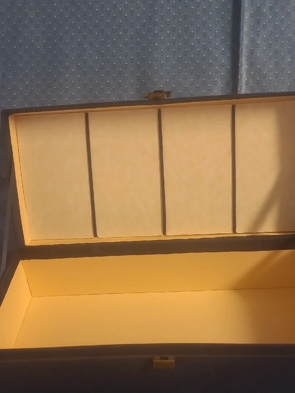 Decorative Navy Wooden Storage Box with Gold Accents